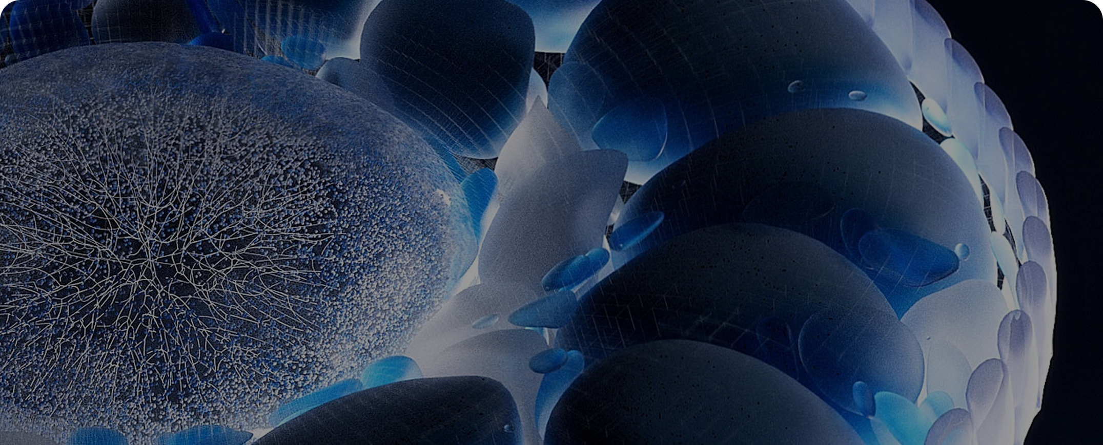 Close-up of a textured blue sphere with intricate patterns